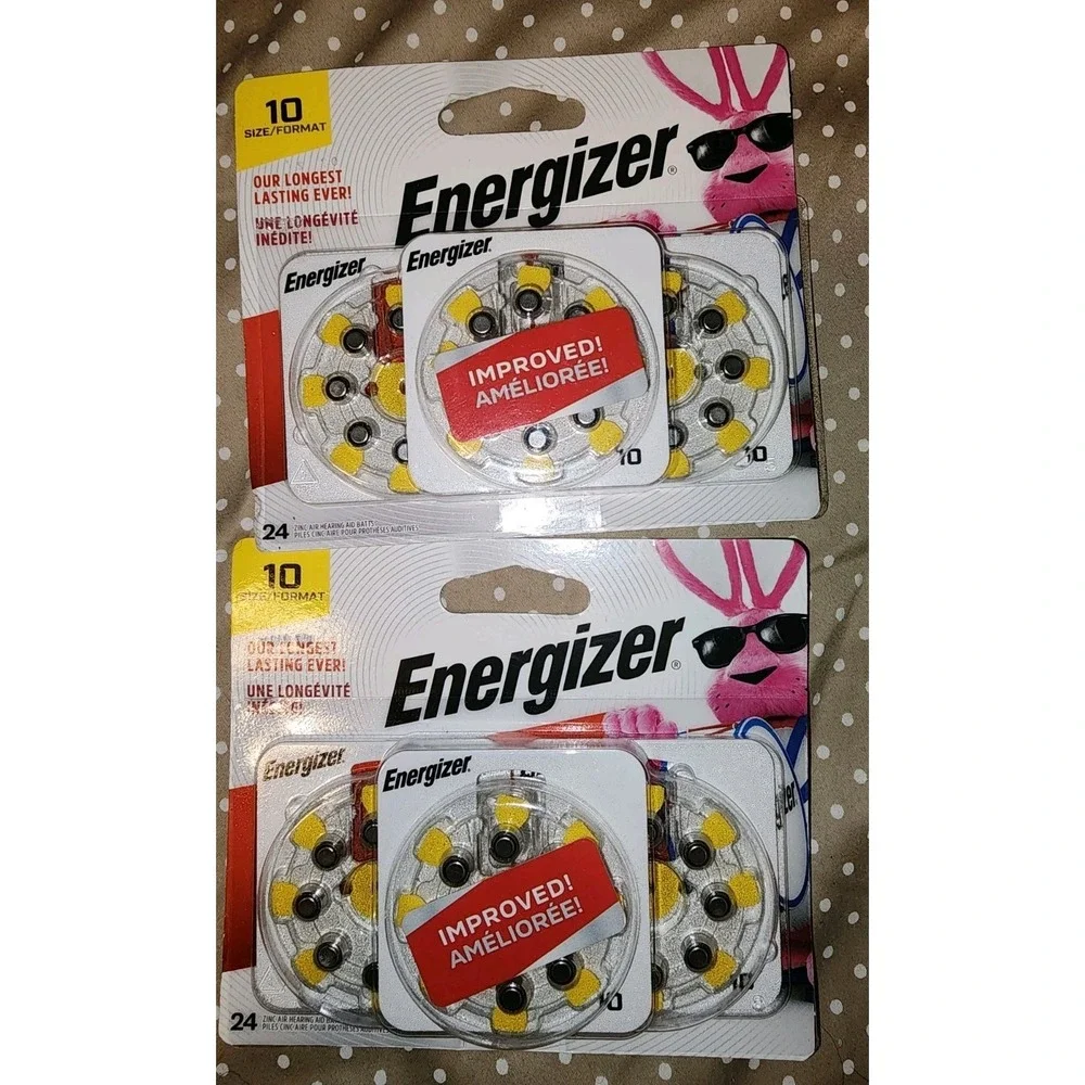NEW Energizer Size 10 Yellow Tab Hearing Aid Batteries Exp 2027 2 - 24 Packs 48
